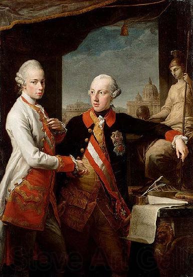 Pompeo Batoni Portrait of Emperor Joseph II (right) and his younger brother Grand Duke Leopold of Tuscany (left), who would later become Holy Roman Emperor as Leopo Germany oil painting art